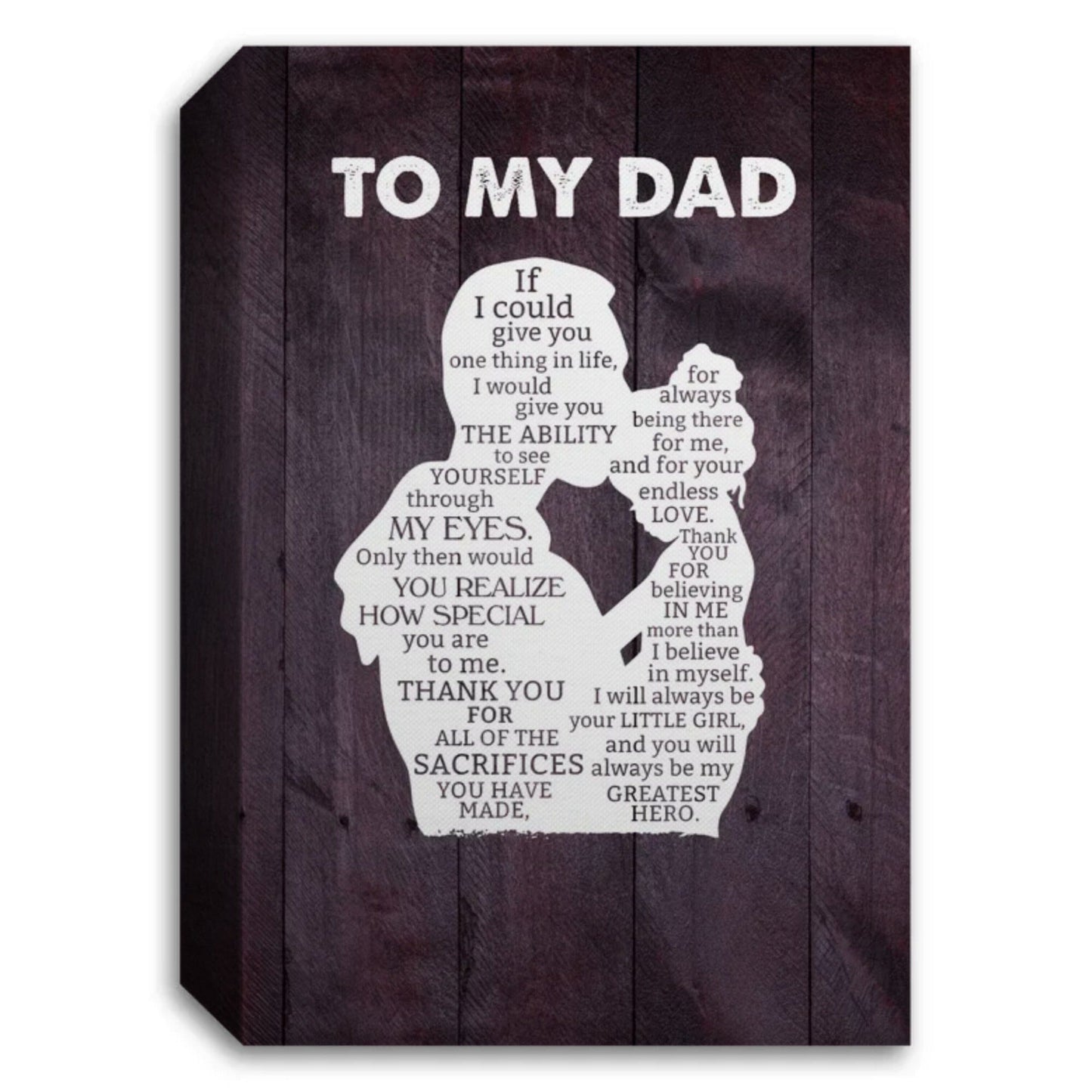 Custom Gift For Dad From Daughter "My Greatest Hero" Premium Canvas