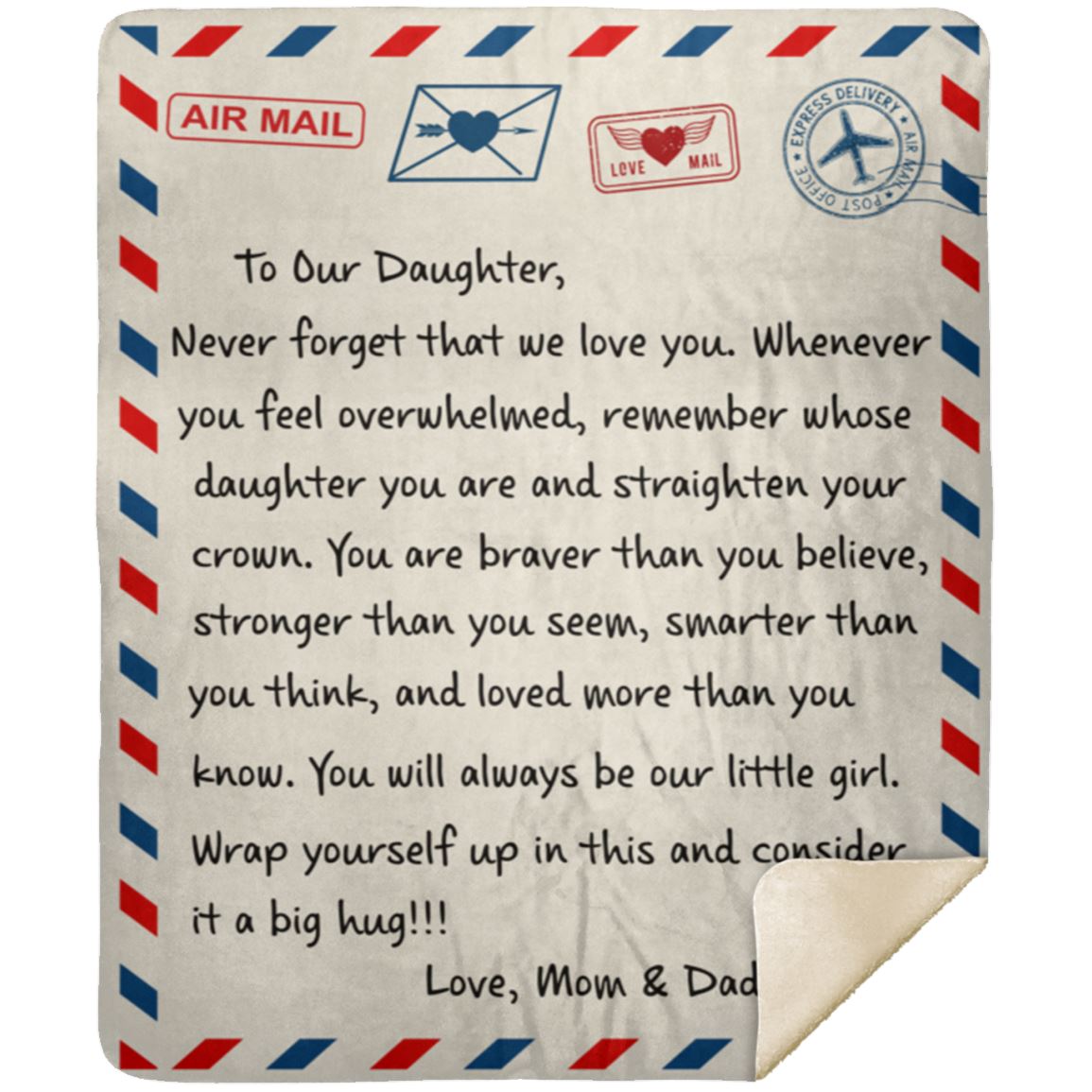 Beautiful Gift for Daughter From Mom and Dad "Never Forget That We Love You" Premium Plush Blanket Apparel Premium Mink Sherpa Blanket - 50" x 60" (Best Seller)