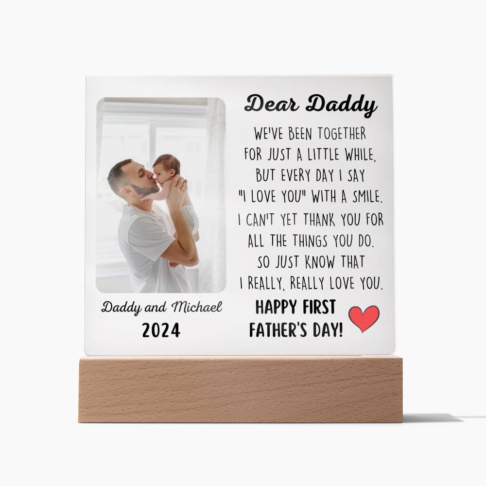 First Father's Day Gift For New Dad "I Love You With A Smile" Acrylic Plaque: A One of a Kind Keepsake Jewelry