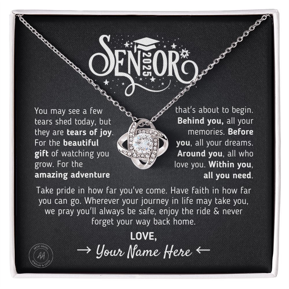 Custom Gift for Graduation "The Beautiful Gift of Watching You Grow" Necklace Jewelry 14K White Gold Finish Two-Toned Gift Box