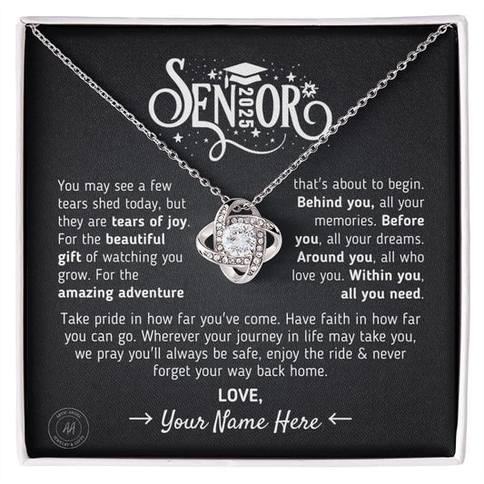Custom Gift for Graduation "The Beautiful Gift of Watching You Grow" Necklace Jewelry 14K White Gold Finish Two-Toned Gift Box
