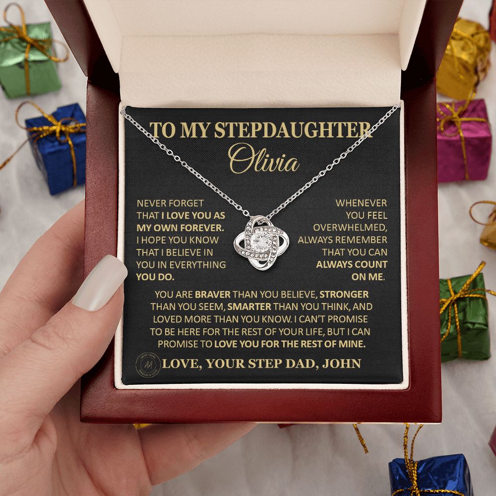 Gift For Stepdaughter "Never Forget That I Love You" Custom Necklace Jewelry
