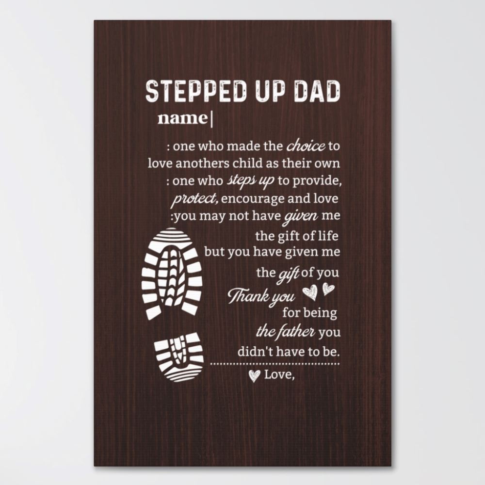 Personalized "Stepped Up Dad" Gallery Wrapped Canvas - Customizable Names