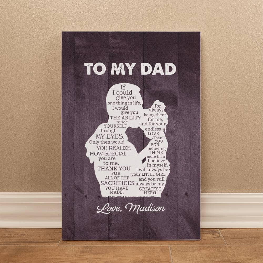 Custom Gift For Dad From Daughter "My Greatest Hero" Premium Canvas