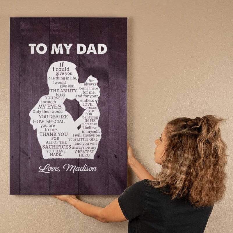 Custom Gift For Dad From Daughter "My Greatest Hero" Premium Canvas