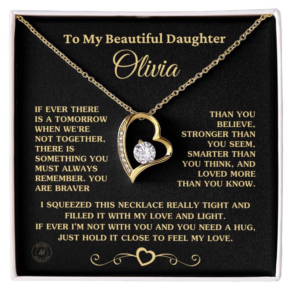 Gift For Daughter "Always Keep Me In Your Heart" Custom Necklace Jewelry 18k Yellow Gold Finish Two-Toned Gift Box