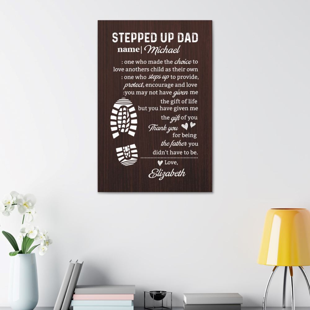 Personalized "Stepped Up Dad" Gallery Wrapped Canvas - Customizable Names