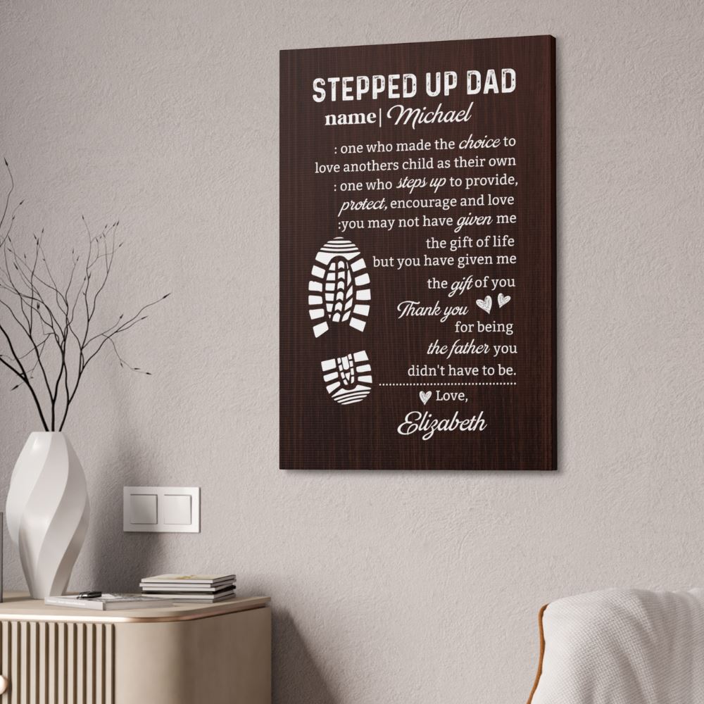 Personalized "Stepped Up Dad" Gallery Wrapped Canvas - Customizable Names
