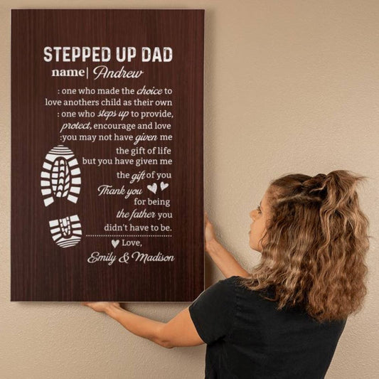 Personalized "Stepped Up Dad" Gallery Wrapped Canvas - Customizable Names
