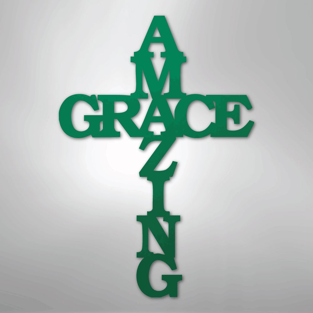 Christian Wall Decor - Amazing Grace Cross - Steel Sign