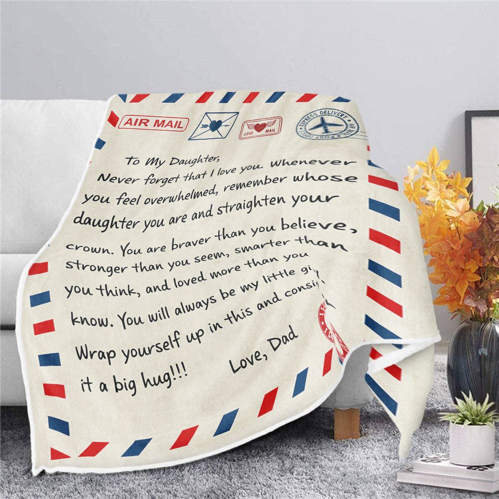 Beautiful Gift for Daughter From Dad "Never Forget That I Love You" Premium Plush Blanket Blankets