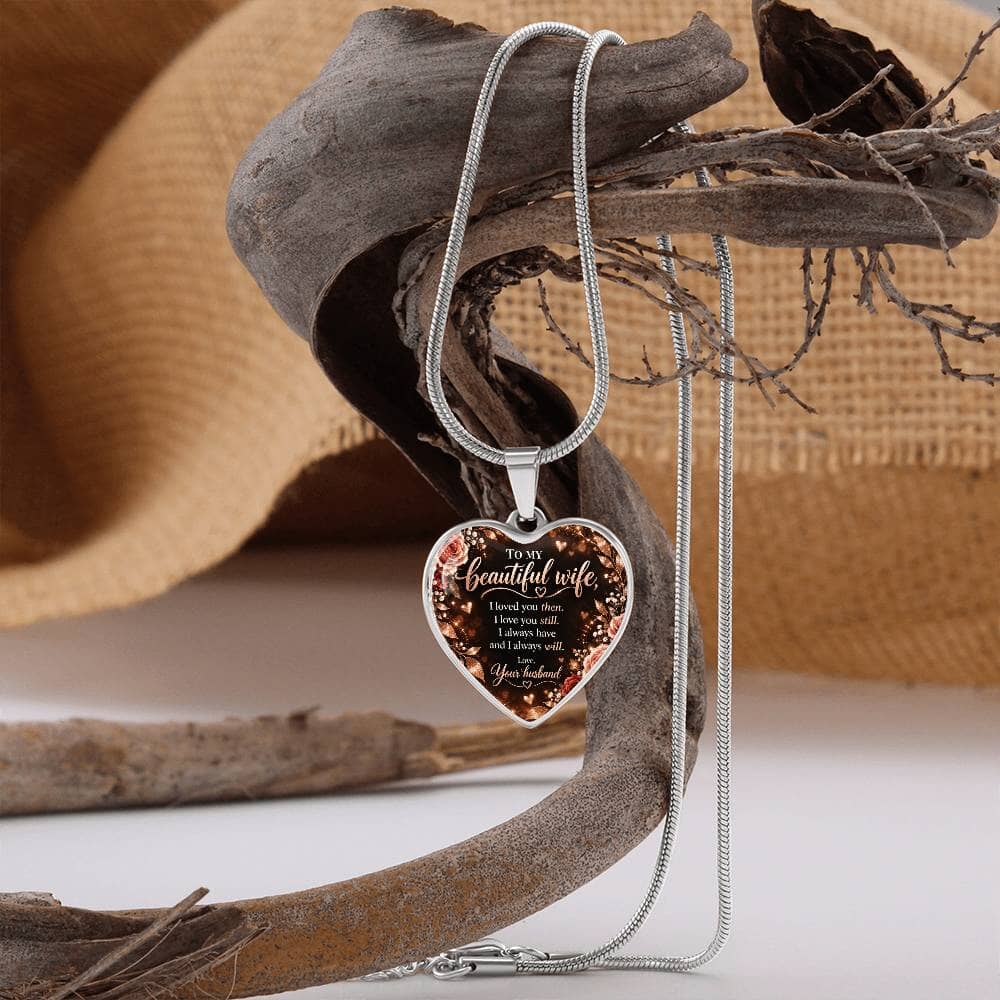 To My Beautiful Wife I Always Will Heart Pendant Necklace Jewelry