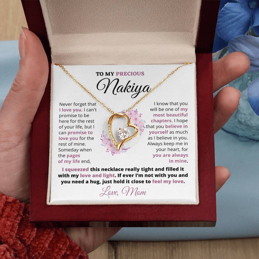 Gift For Precious Nakiya "Always Keep Me In Your Heart" Love Mom Heart Necklace