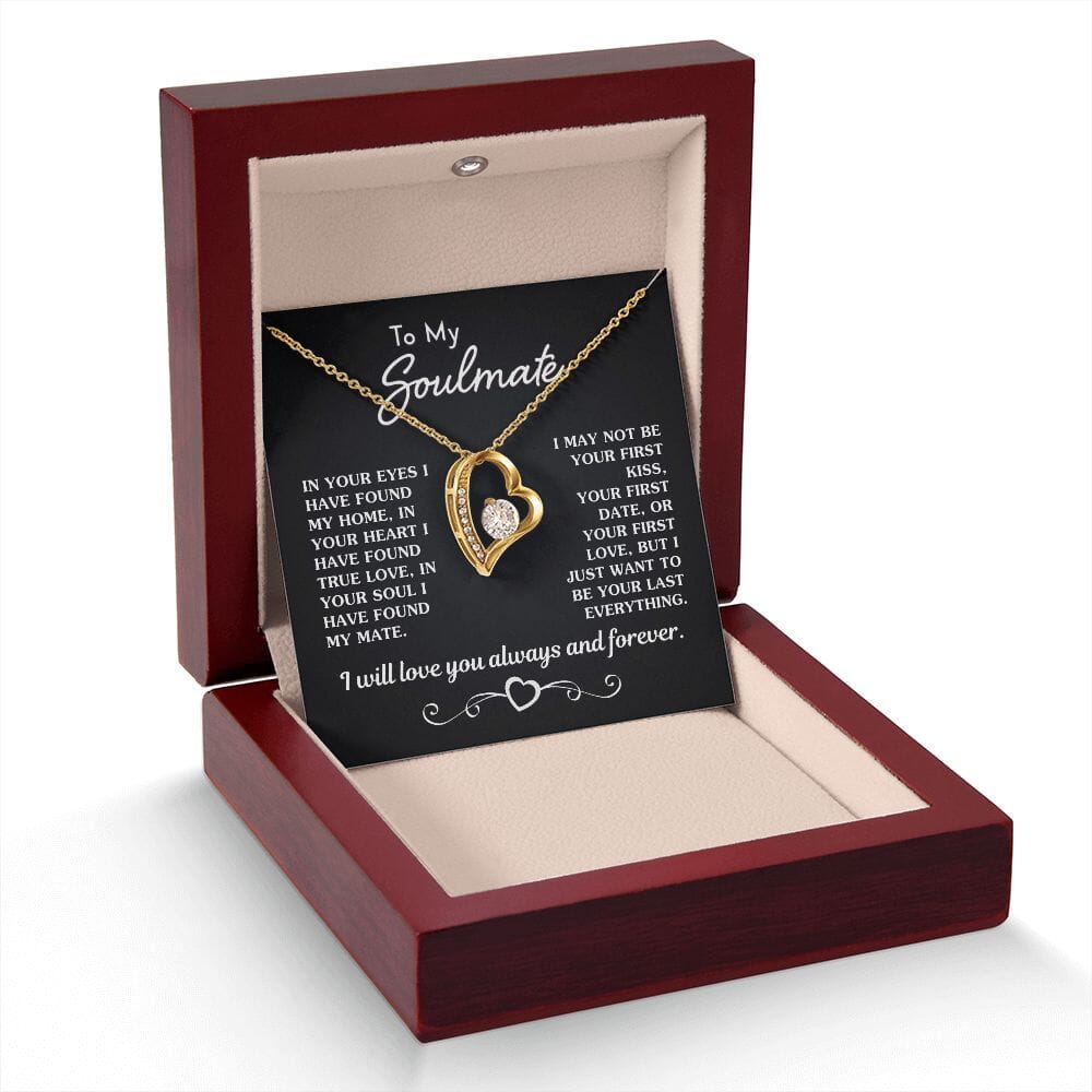 Gift for Soulmate "Your Last Everything" Necklace Jewelry 18k Yellow Gold Finish Mahogany Style Luxury Box (w/LED) 