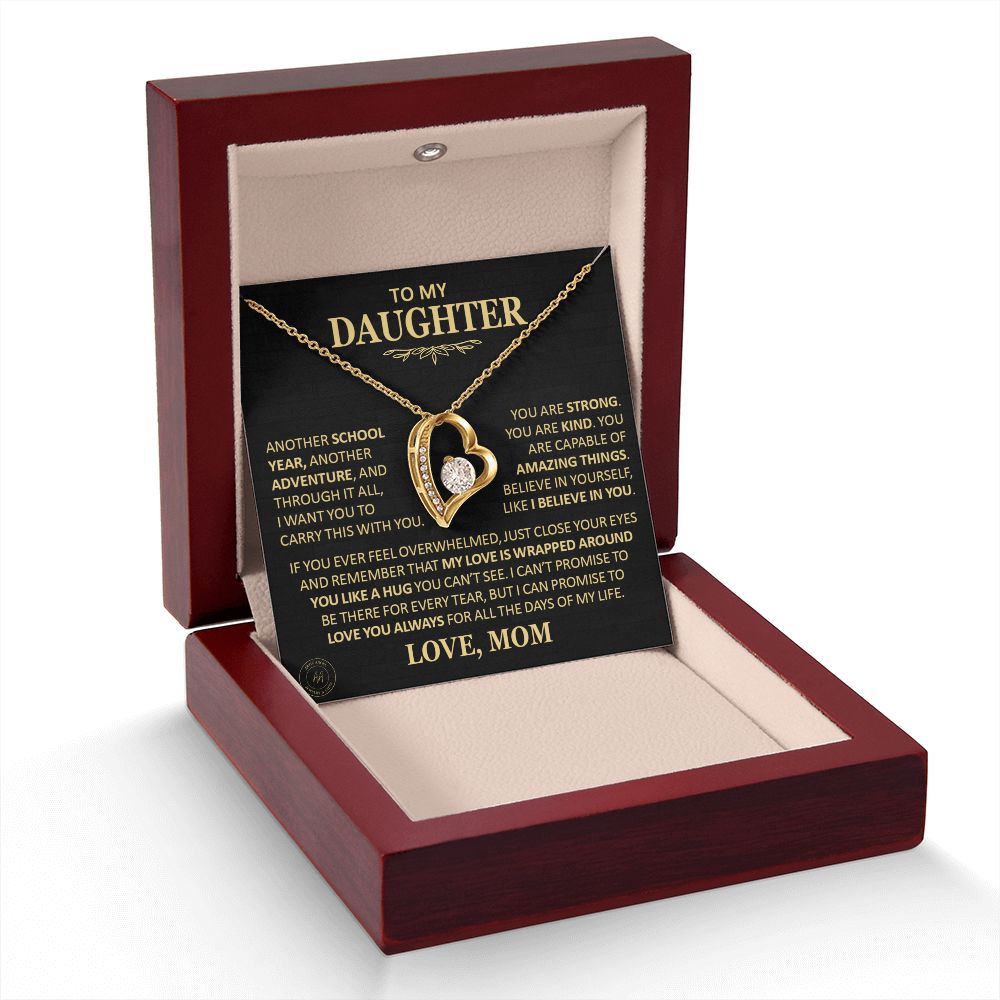 Beautiful Gift for Daughter From Mom "Another School Year, Another Adventure" Heart Necklace Jewelry