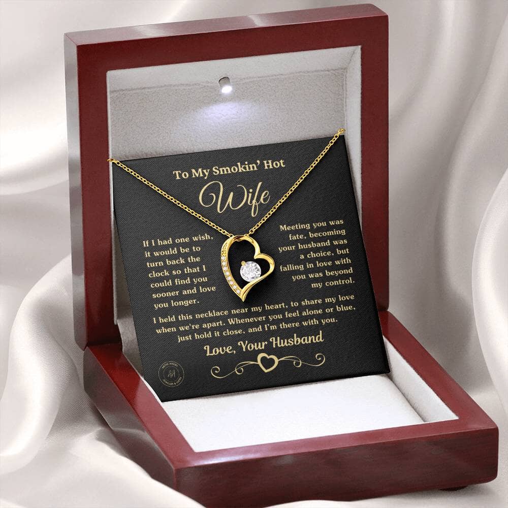 Gift for Smokin Hot Wife "If I Had One Wish" Heart Necklace Jewelry