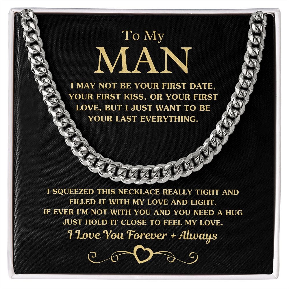 To My Man "Your Last Everything" Necklace and Message Card Jewelry Stainless Steel Two-Toned Gift Box