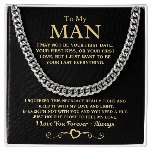 To My Man "Your Last Everything" Necklace and Message Card Jewelry Stainless Steel Two-Toned Gift Box