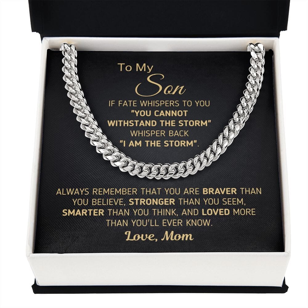 Powerful Gift for Son From Mom "I Am The Storm" Chain Necklace Jewelry