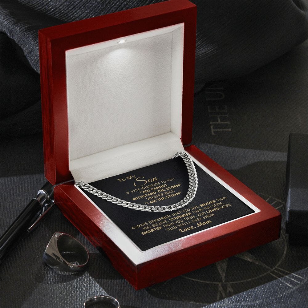 Powerful Gift for Son From Mom "I Am The Storm" Chain Necklace Jewelry