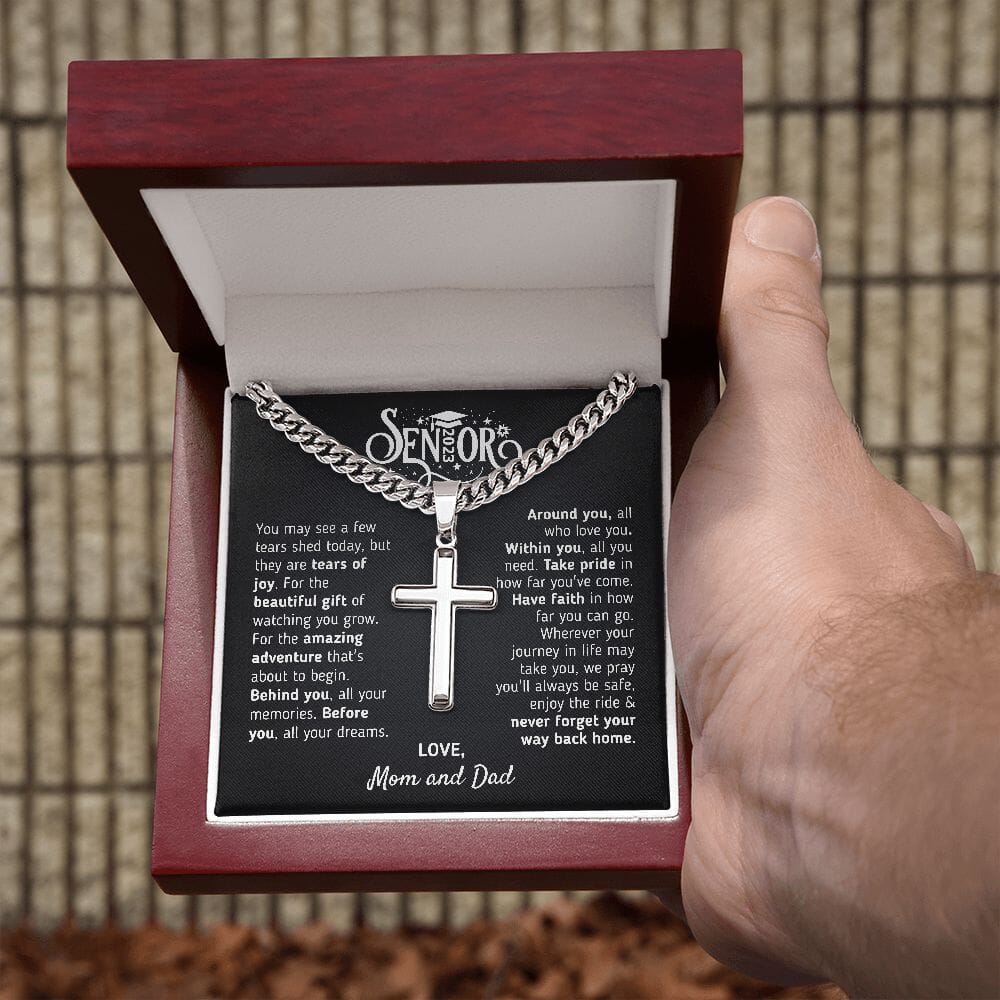 Graduation Gift For Son 2023 "The Beautiful Gift" Love, Mom and Dad Cross Necklace Jewelry