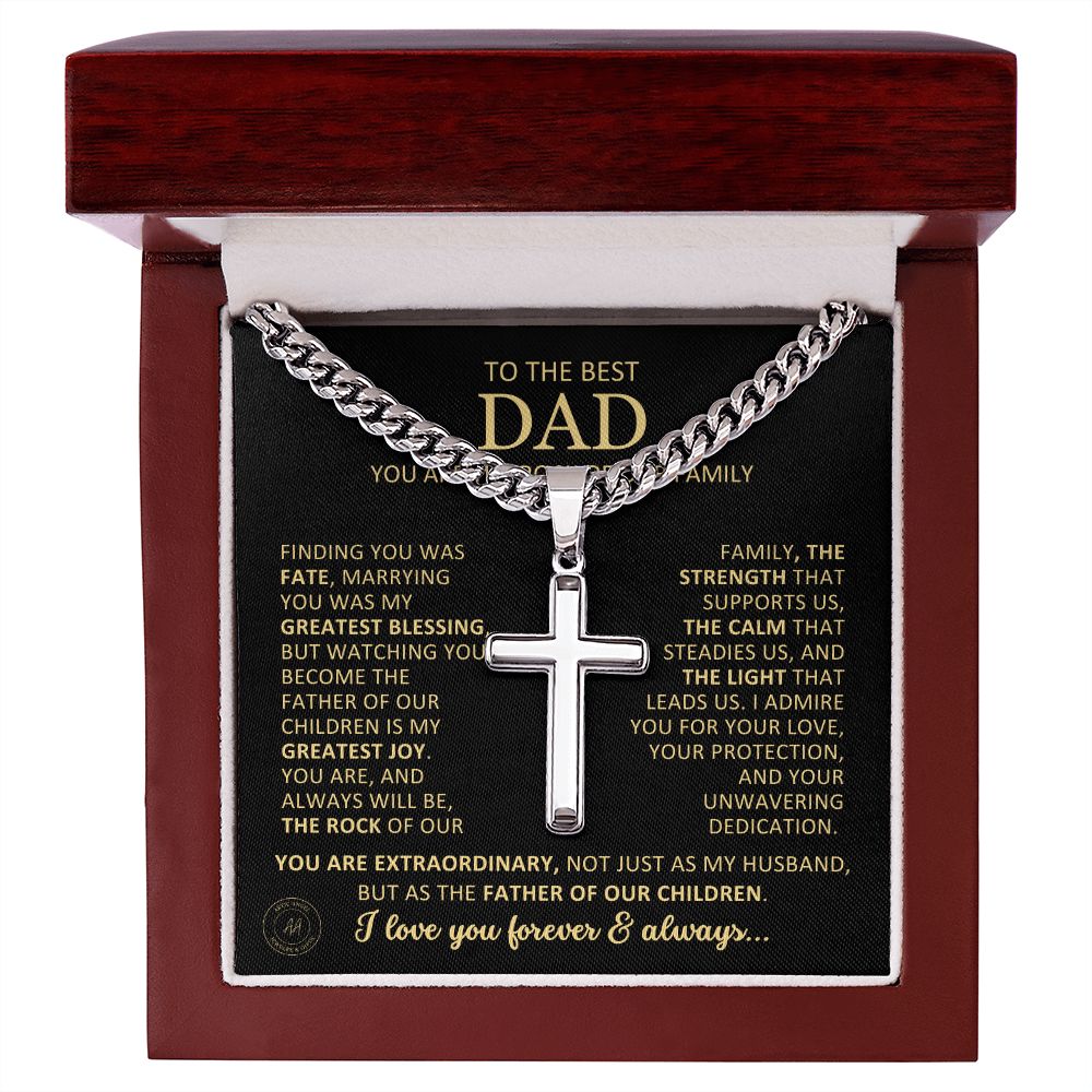 Beautiful Gift for Husband From Wife "Finding You Was Fate" Cross Necklace On Cuban Chain Jewelry