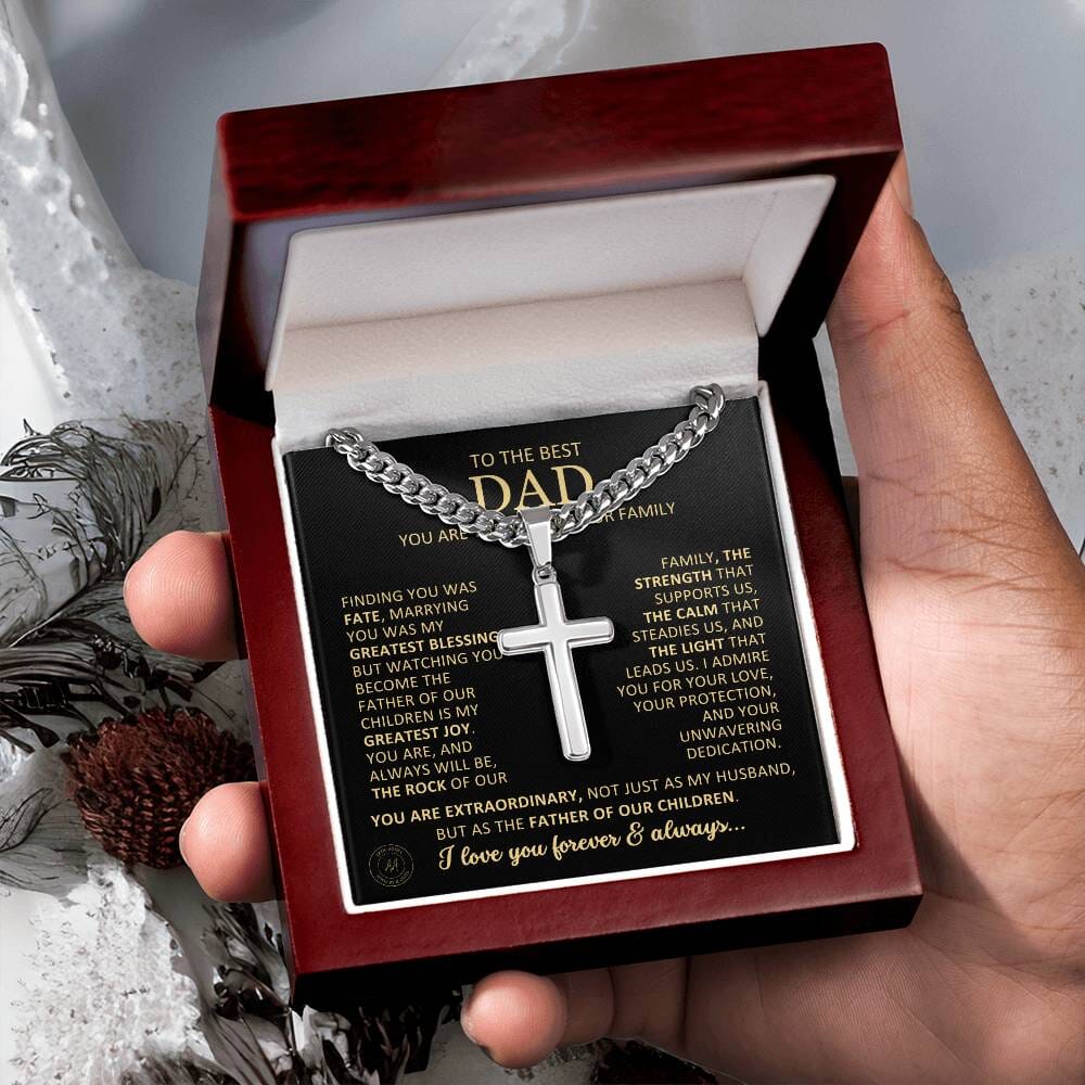 Beautiful Gift for Husband From Wife "Finding You Was Fate" Cross Necklace On Cuban Chain Jewelry