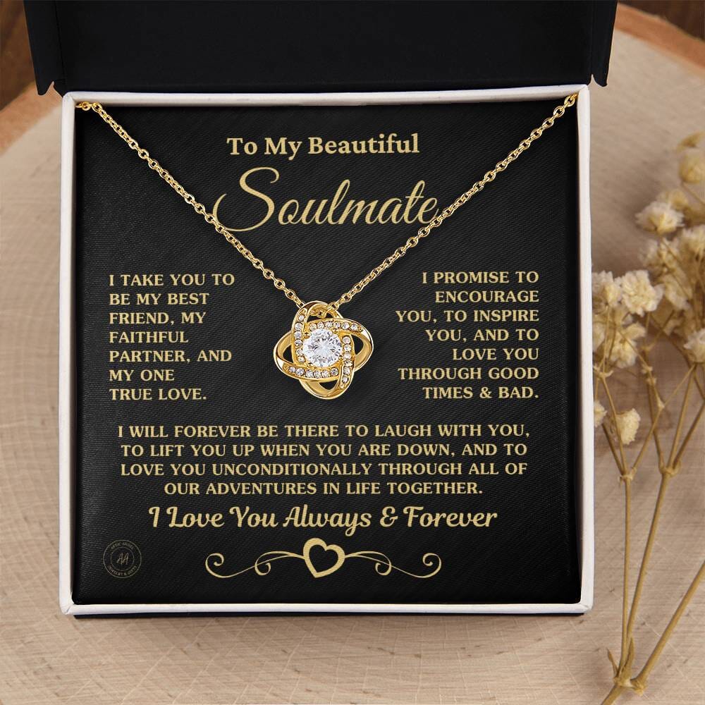 Gift for Soulmate "My One True Love" Necklace Jewelry 18K Yellow Gold Finish Two-Toned Gift Box