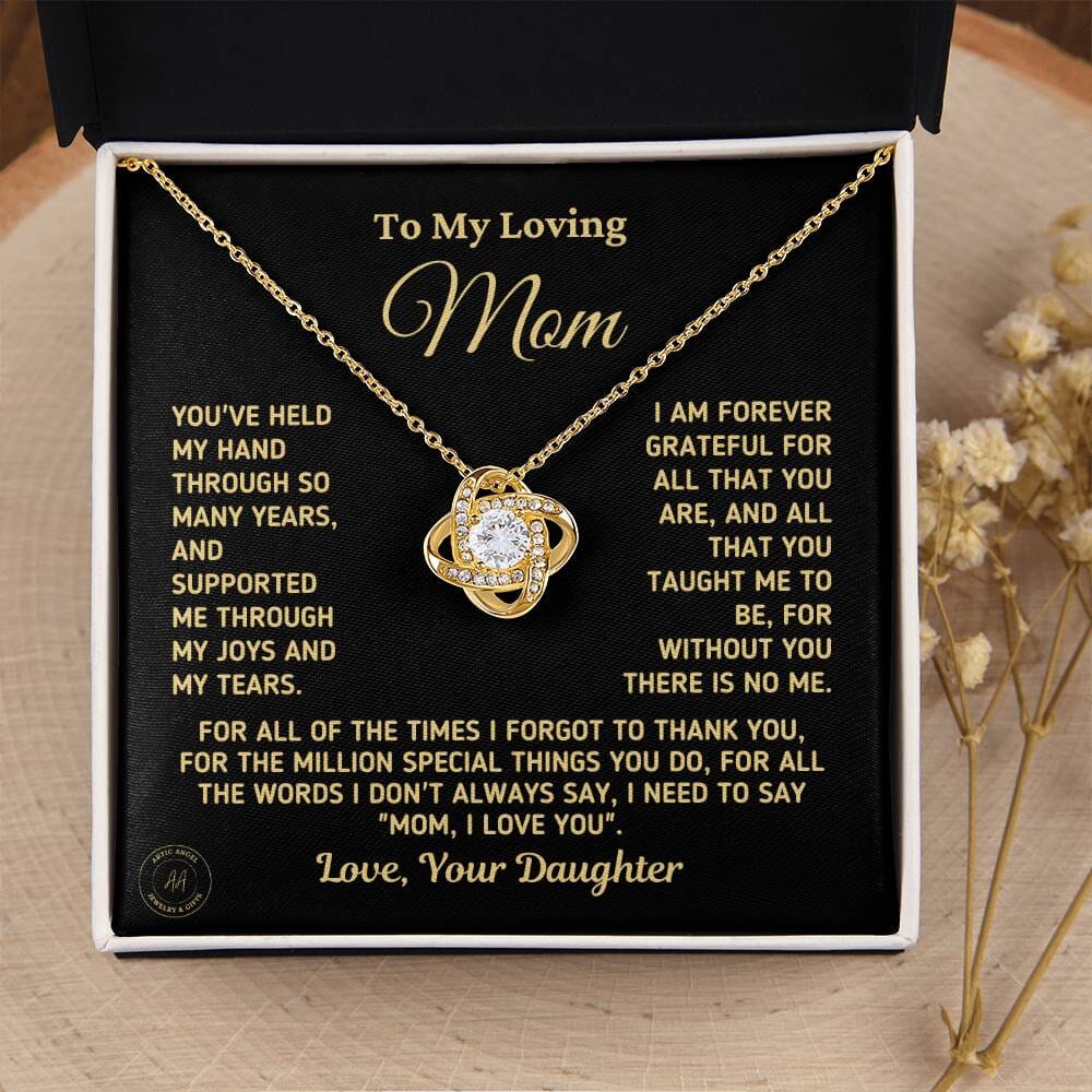 Gift for Mom From Daughter "Without You There Is No Me" Gold Necklace Jewelry 18K Yellow Gold Finish Two-Toned Gift Box