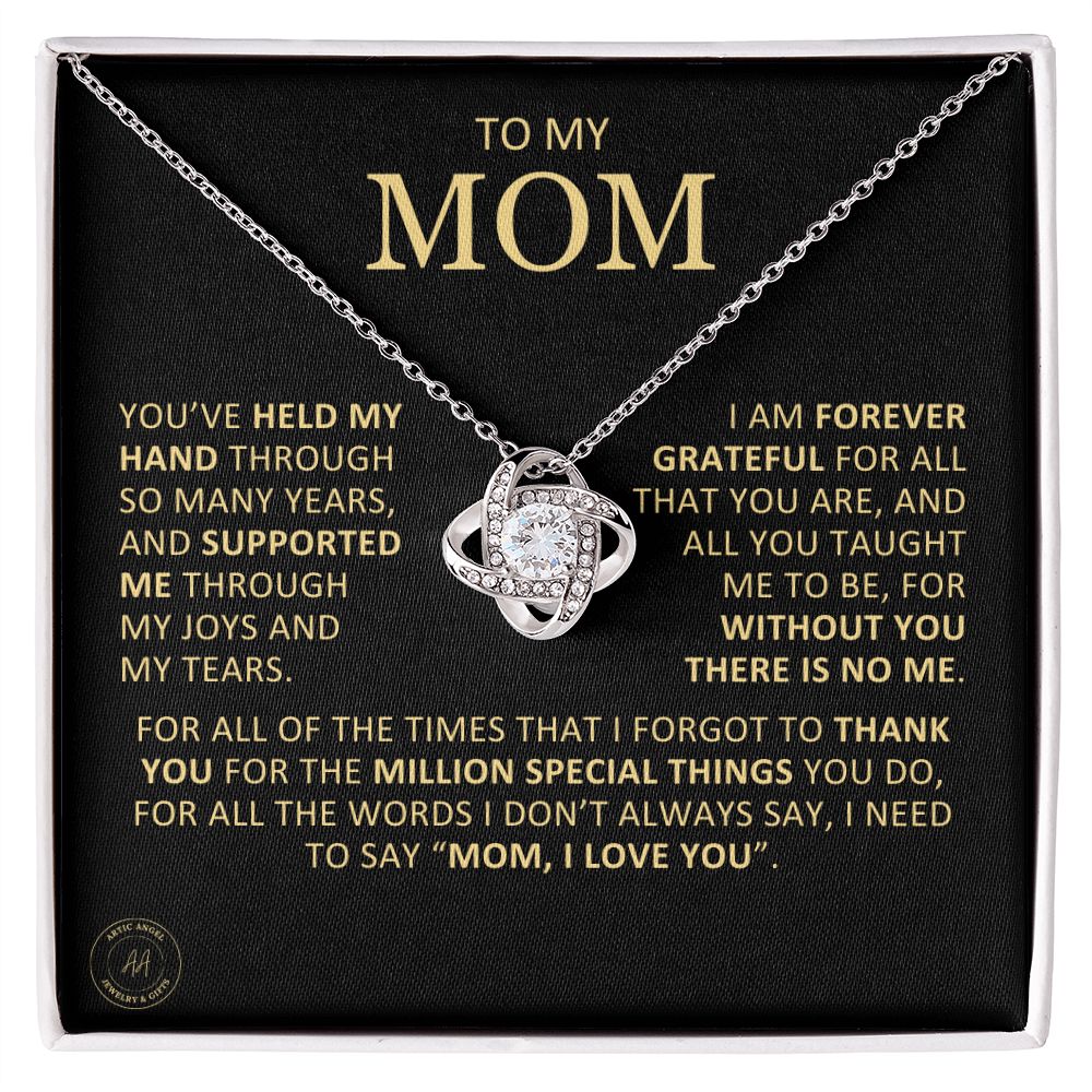 Unique Custom Gift for Mom "Without You There Is No Me" Knot Necklace Jewelry