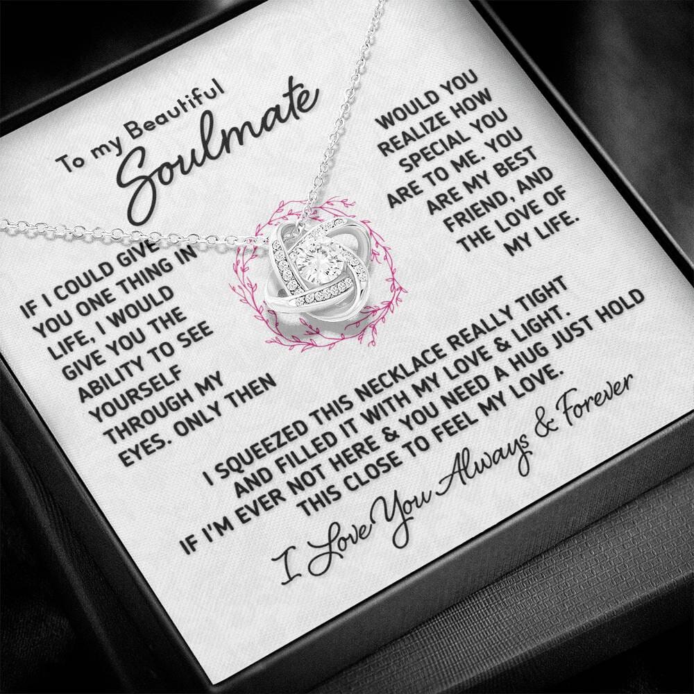 Gift for Soulmate "If I Could Give You One Thing" Necklace Jewelry 14K White Gold Finish Two-Toned Gift Box