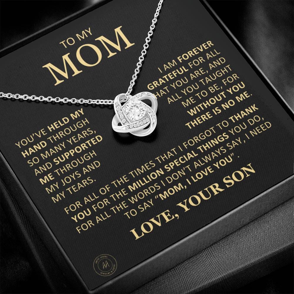 Beautiful Gift for Mom From Son "Without You There Is No Me" Necklace Jewelry 14K White Gold Finish Two-Toned Gift Box