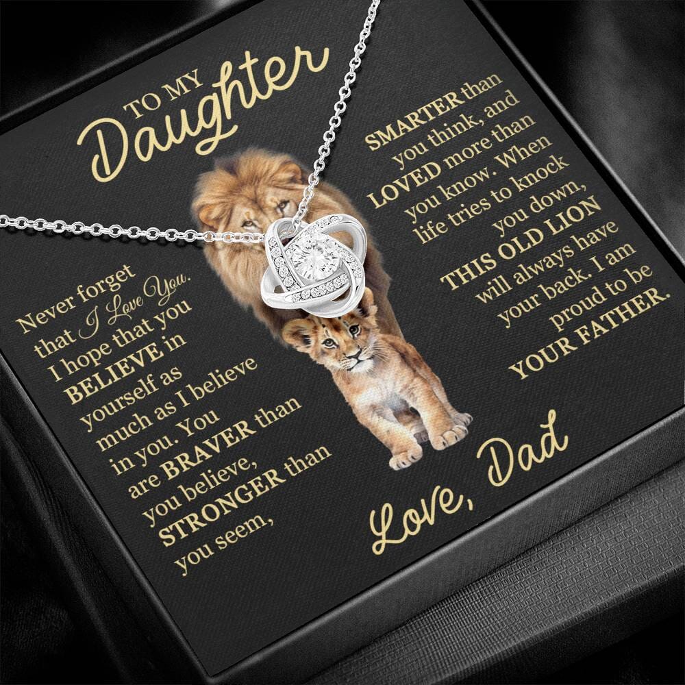 Beautiful Gift for Daughter from Dad "This Old Lion" Necklace Jewelry 14K White Gold Finish Two-Toned Gift Box