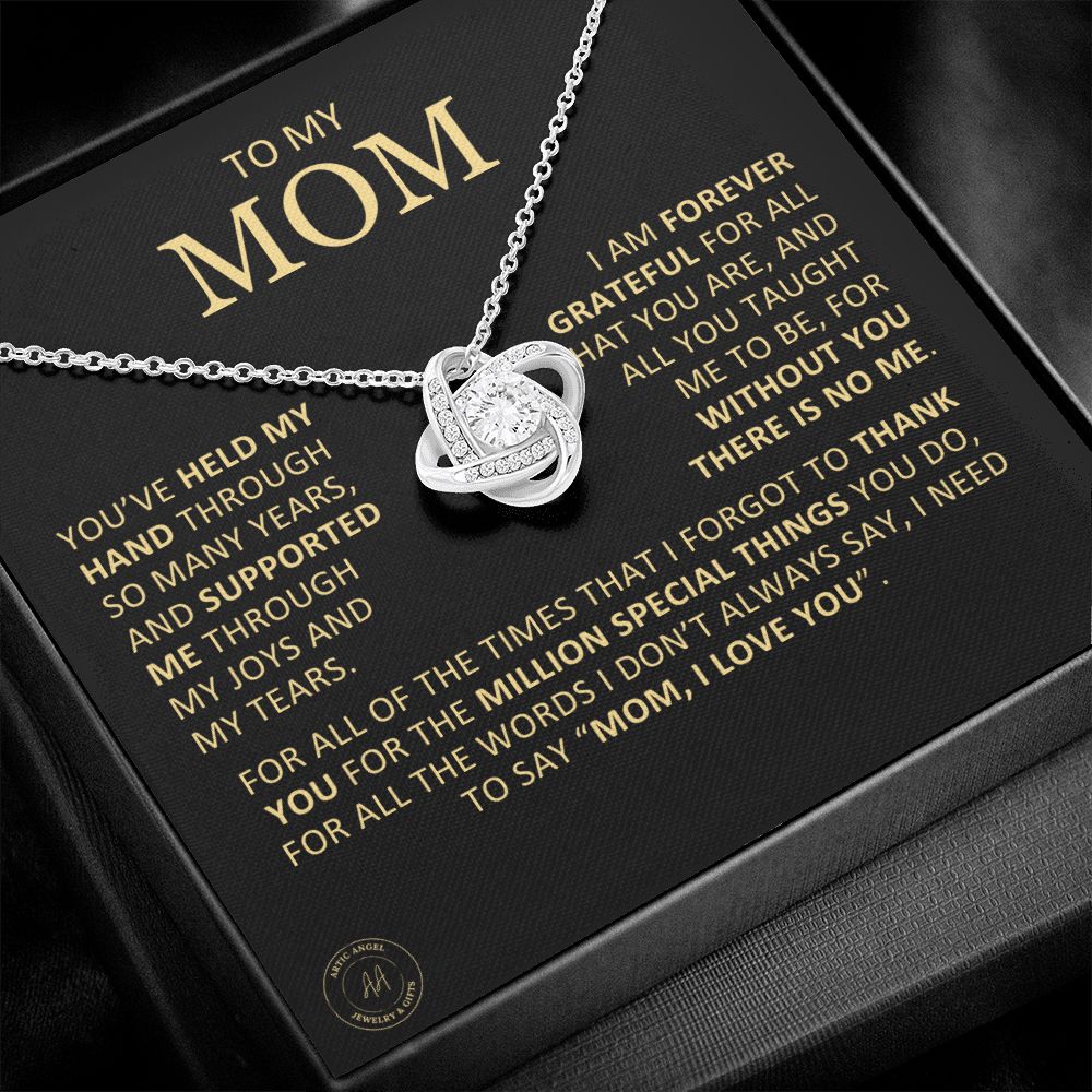 Unique Custom Gift for Mom "Without You There Is No Me" Knot Necklace Jewelry