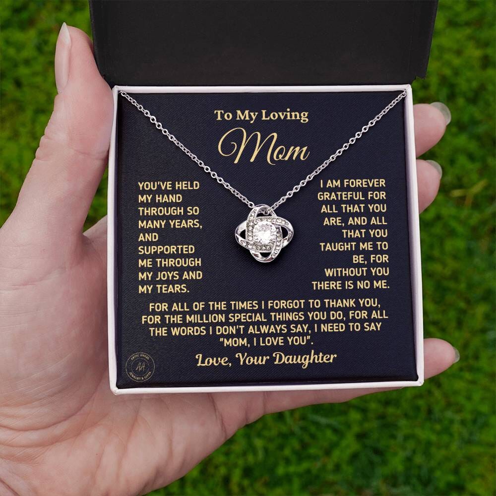 Gift for Mom From Daughter "Without You There Is No Me" Gold Necklace Jewelry 14K White Gold Finish Two-Toned Gift Box