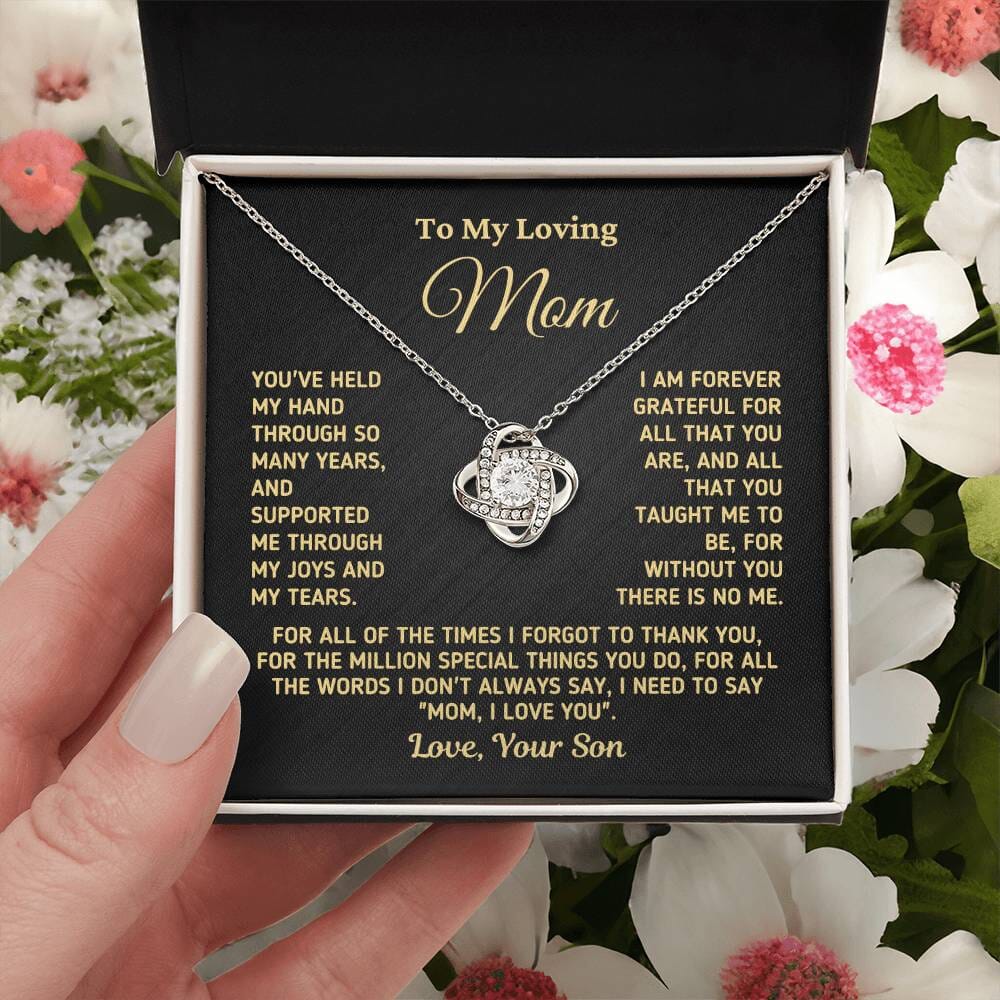Gift for Mom From Son "Without You There Is No Me" Gold Necklace Jewelry 14K White Gold Finish Two-Toned Gift Box