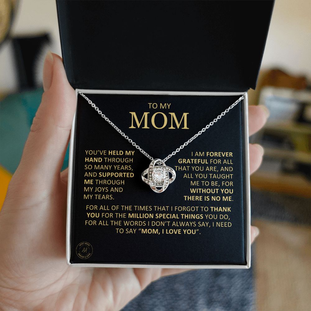 Unique Custom Gift for Mom "Without You There Is No Me" Knot Necklace Jewelry