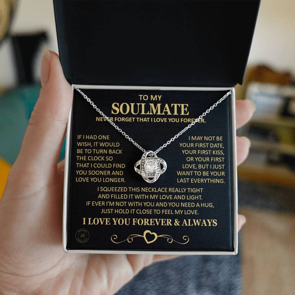 Gift for Soulmate "If I Had One Wish" Gold Knot Necklace Jewelry
