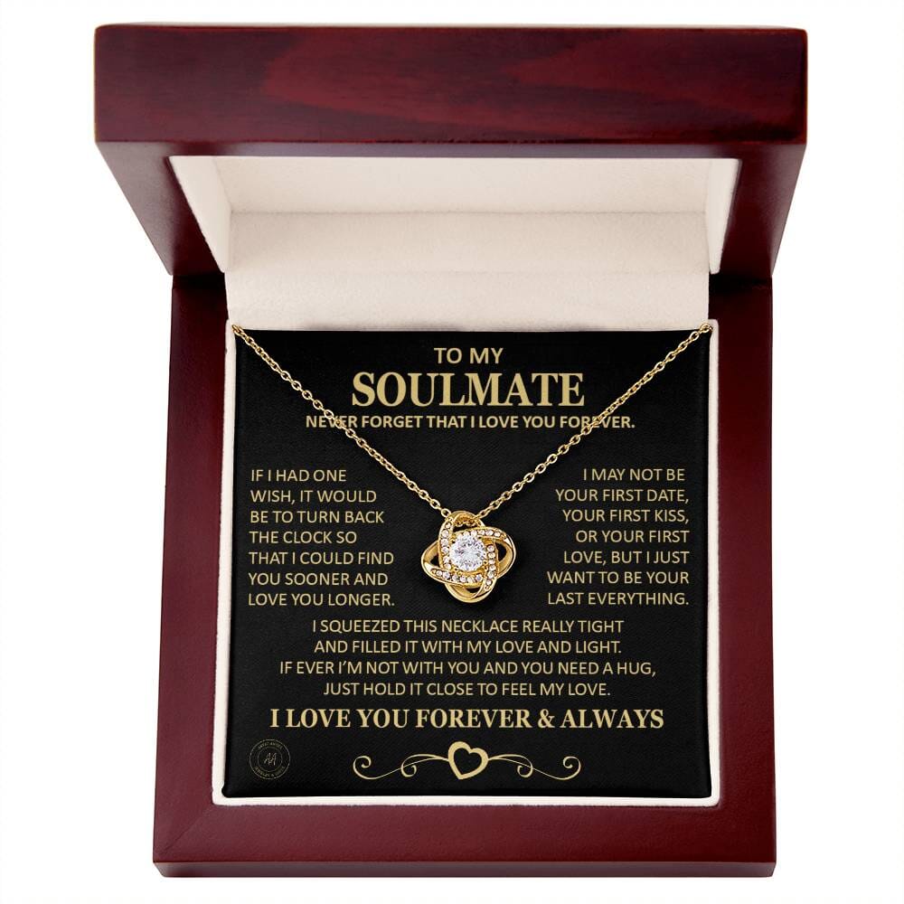 Gift for Soulmate "If I Had One Wish" Gold Knot Necklace Jewelry