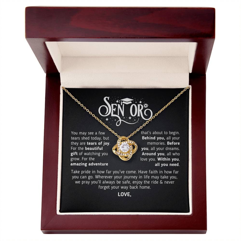 Custom Gift for Graduation "The Beautiful Gift of Watching You Grow" Necklace Jewelry 18K Yellow Gold Finish Mahogany Style Luxury Box (w/LED)