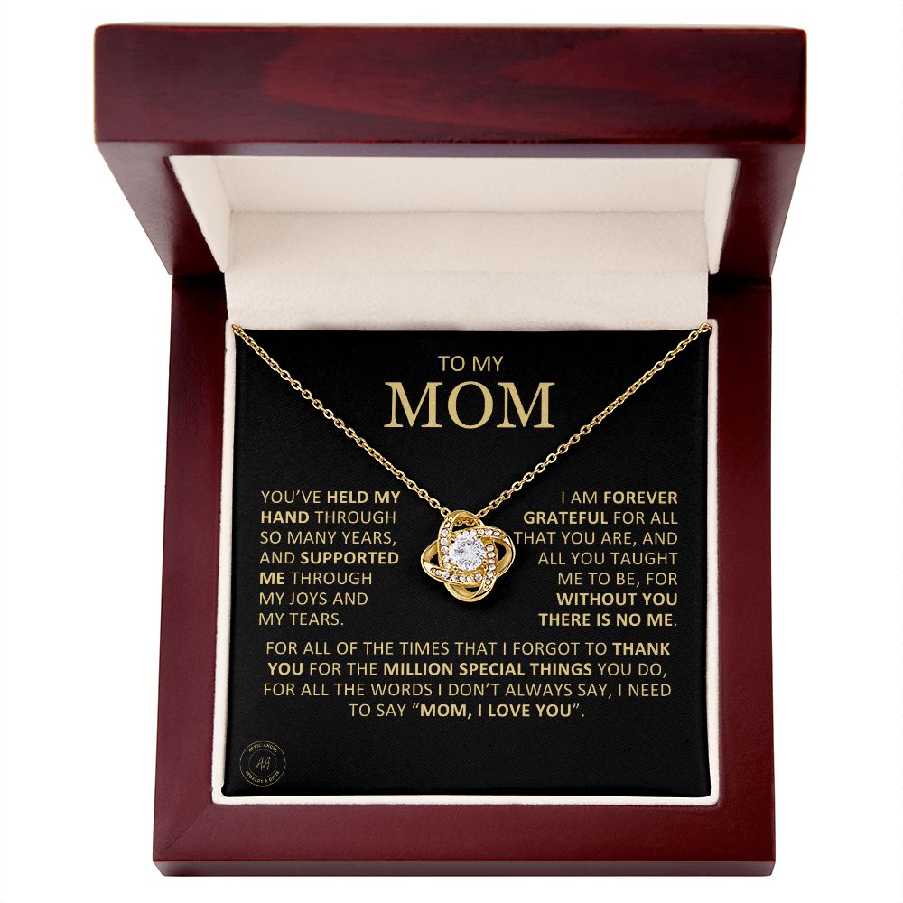 Unique Custom Gift for Mom "Without You There Is No Me" Knot Necklace Jewelry