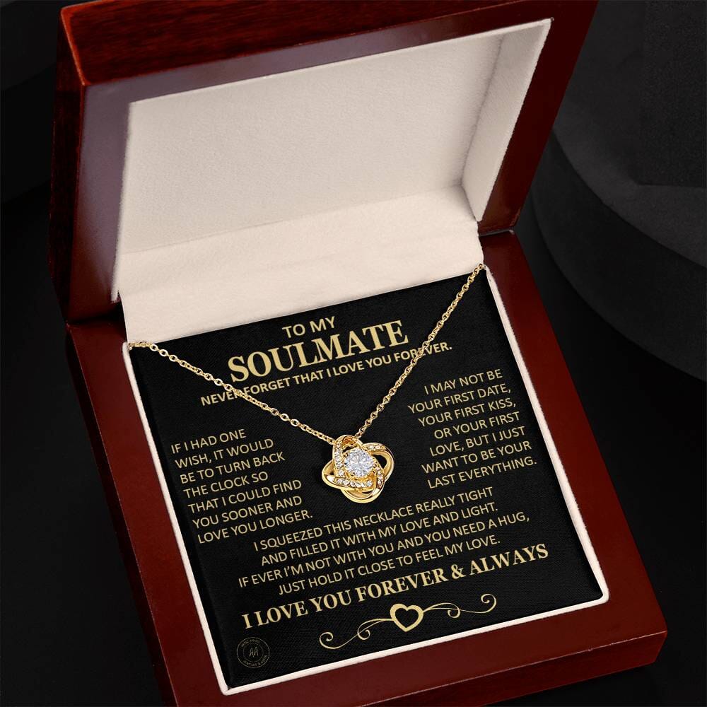 Gift for Soulmate "If I Had One Wish" Gold Knot Necklace Jewelry