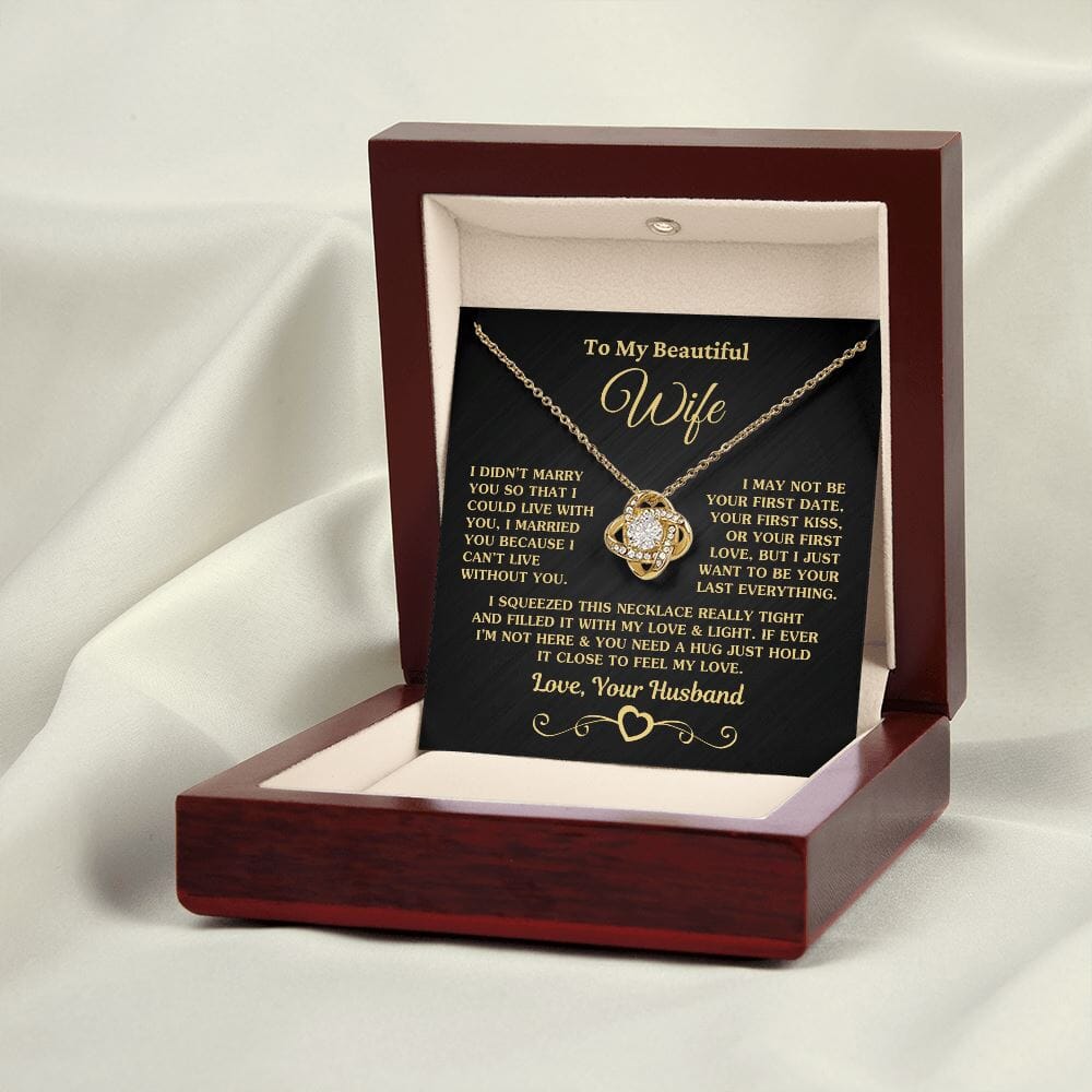 (Almost Sold Out) Gift for Wife "I Can't Live Without You" Gold Knot Necklace Jewelry