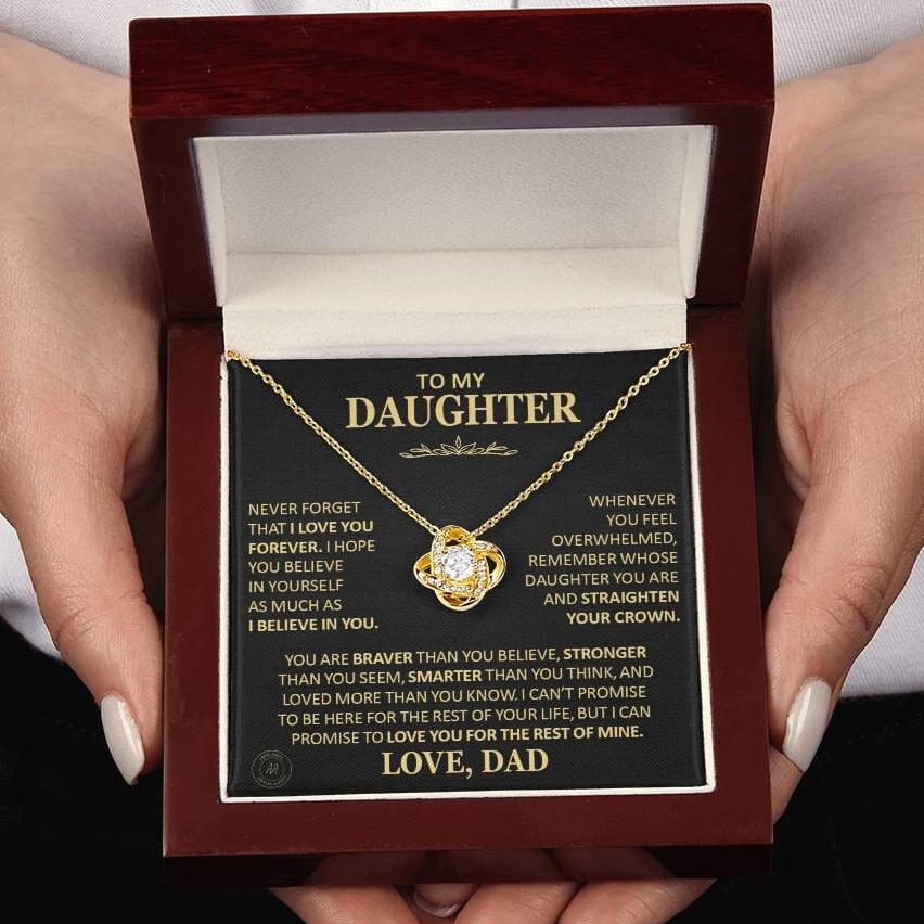 Beautiful Gift for Daughter From Dad "Never Forget That I Love You" Necklace Jewelry