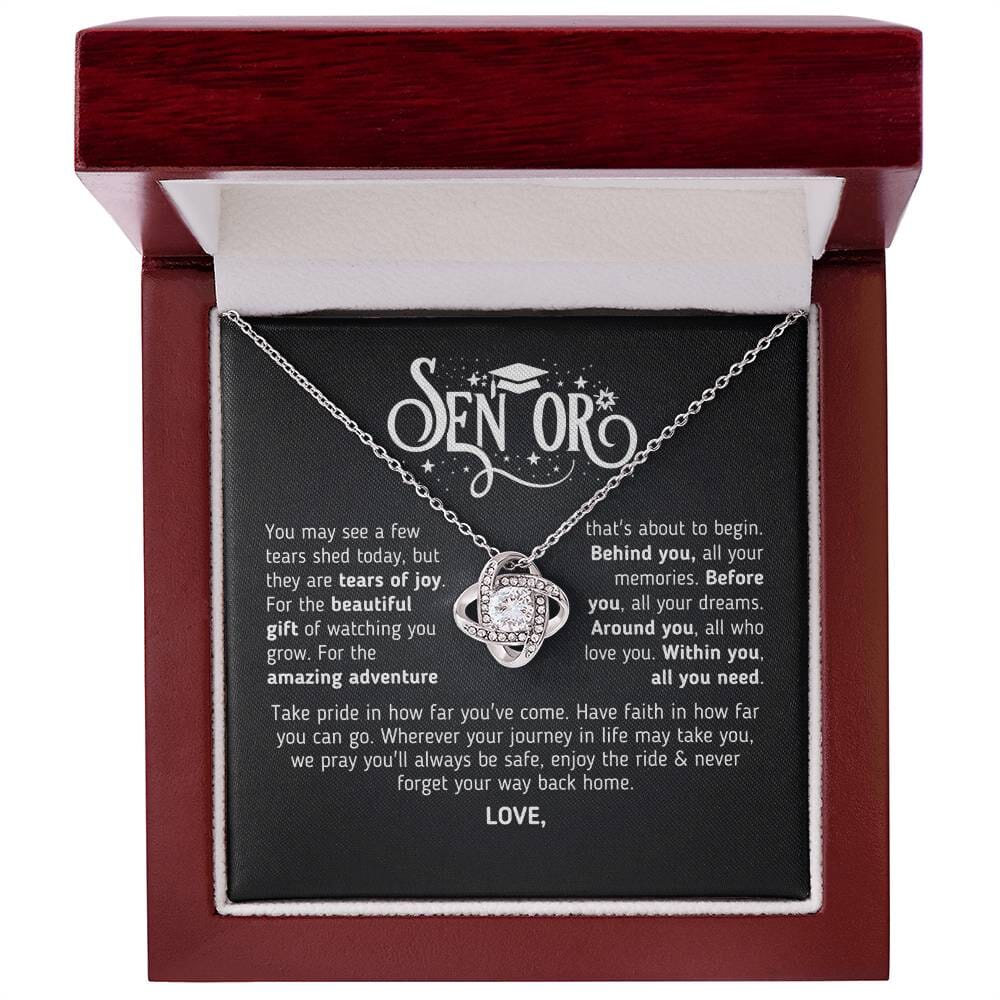 Custom Gift for Graduation "The Beautiful Gift of Watching You Grow" Necklace Jewelry 14K White Gold Finish Mahogany Style Luxury Box (w/LED)