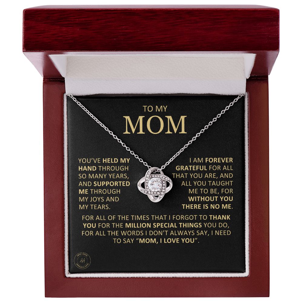Unique Custom Gift for Mom "Without You There Is No Me" Knot Necklace Jewelry