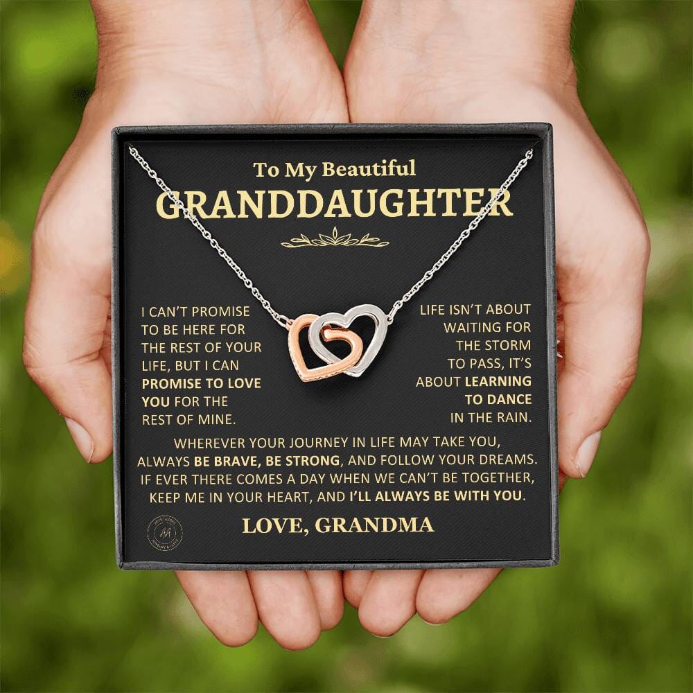 Gift for Granddaughter From Grandma "Keep Me In Your Heart" Interlocking Heart Necklace Jewelry