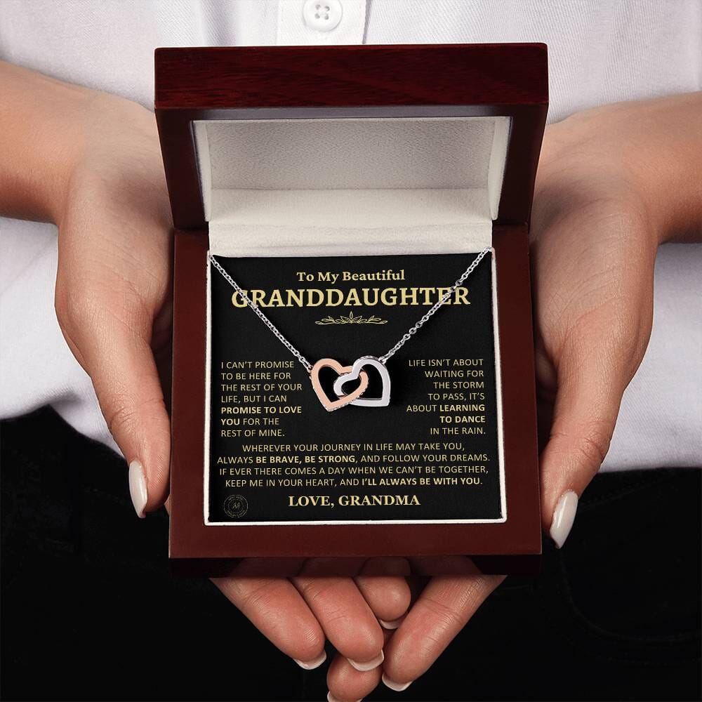 Gift for Granddaughter From Grandma "Keep Me In Your Heart" Interlocking Heart Necklace Jewelry