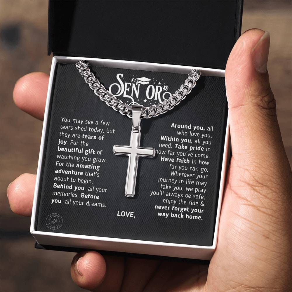 Custom Gift for Graduation "The Beautiful Gift of Watching You Grow" Cross Necklace Jewelry