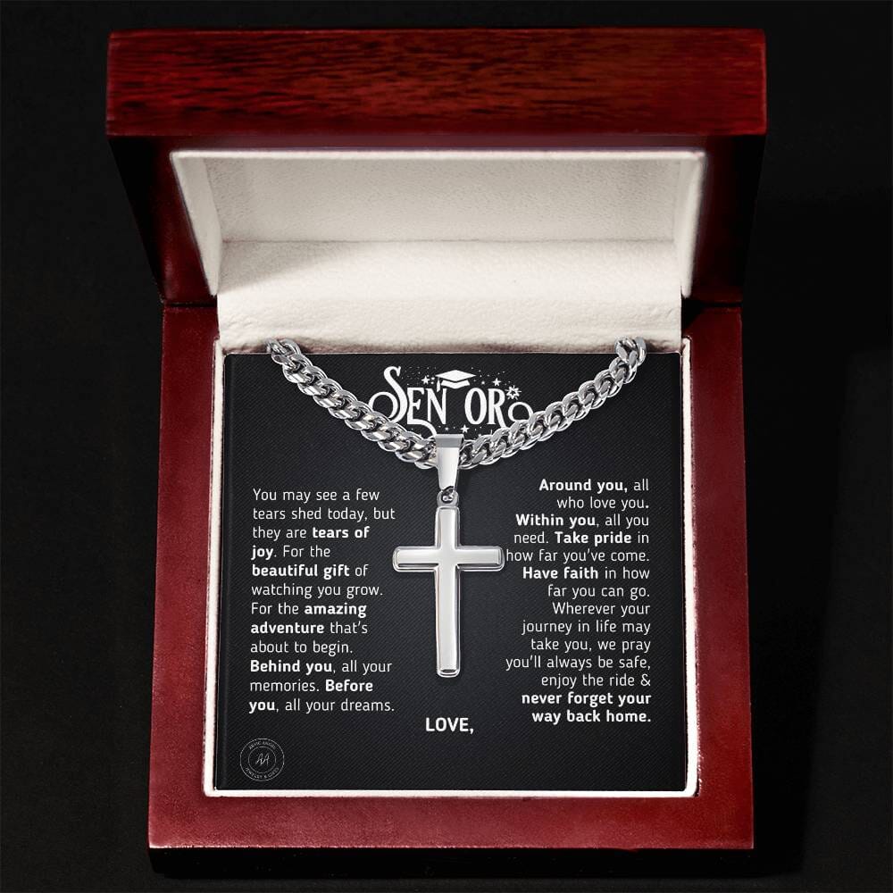 Custom Gift for Graduation "The Beautiful Gift of Watching You Grow" Cross Necklace Jewelry